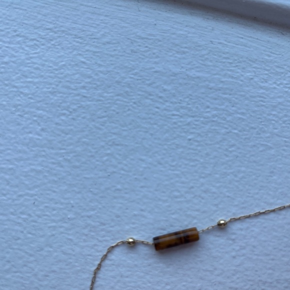 Vintage 14K Yellow Gold & 14K Yellow Gold Chain Tiger Eye 15 3/4"Choker Necklace - Picture 6 of 9